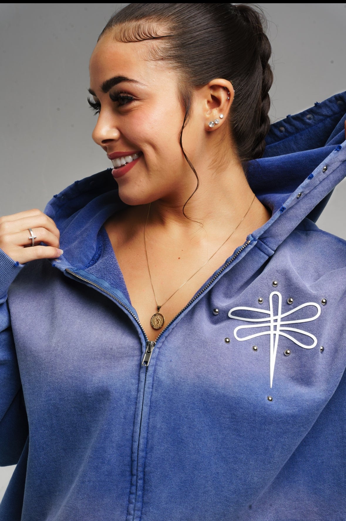 ‘Vintage Blue’ Zip Up Jacket