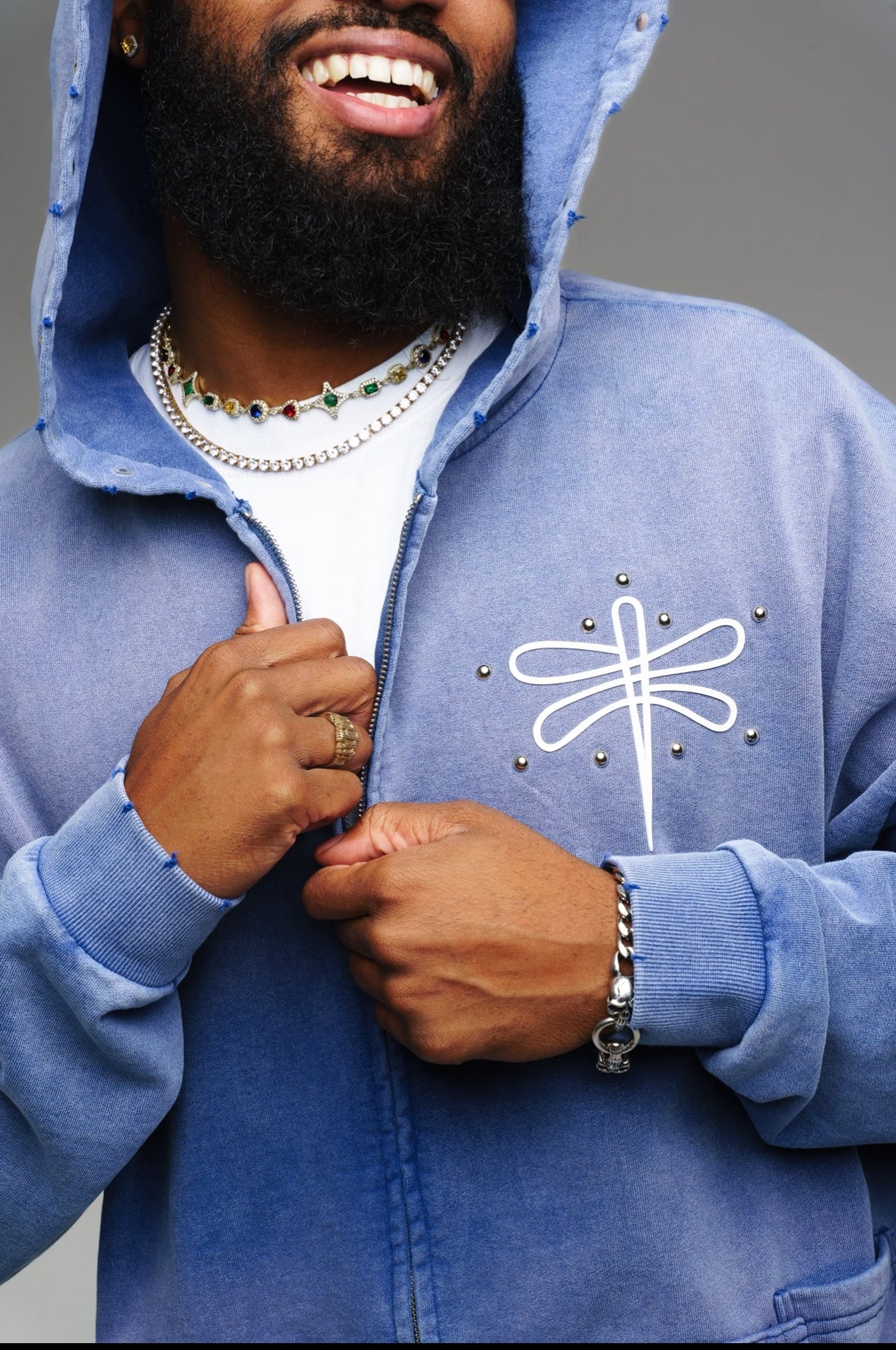 ‘Vintage Blue’ Zip Up Jacket